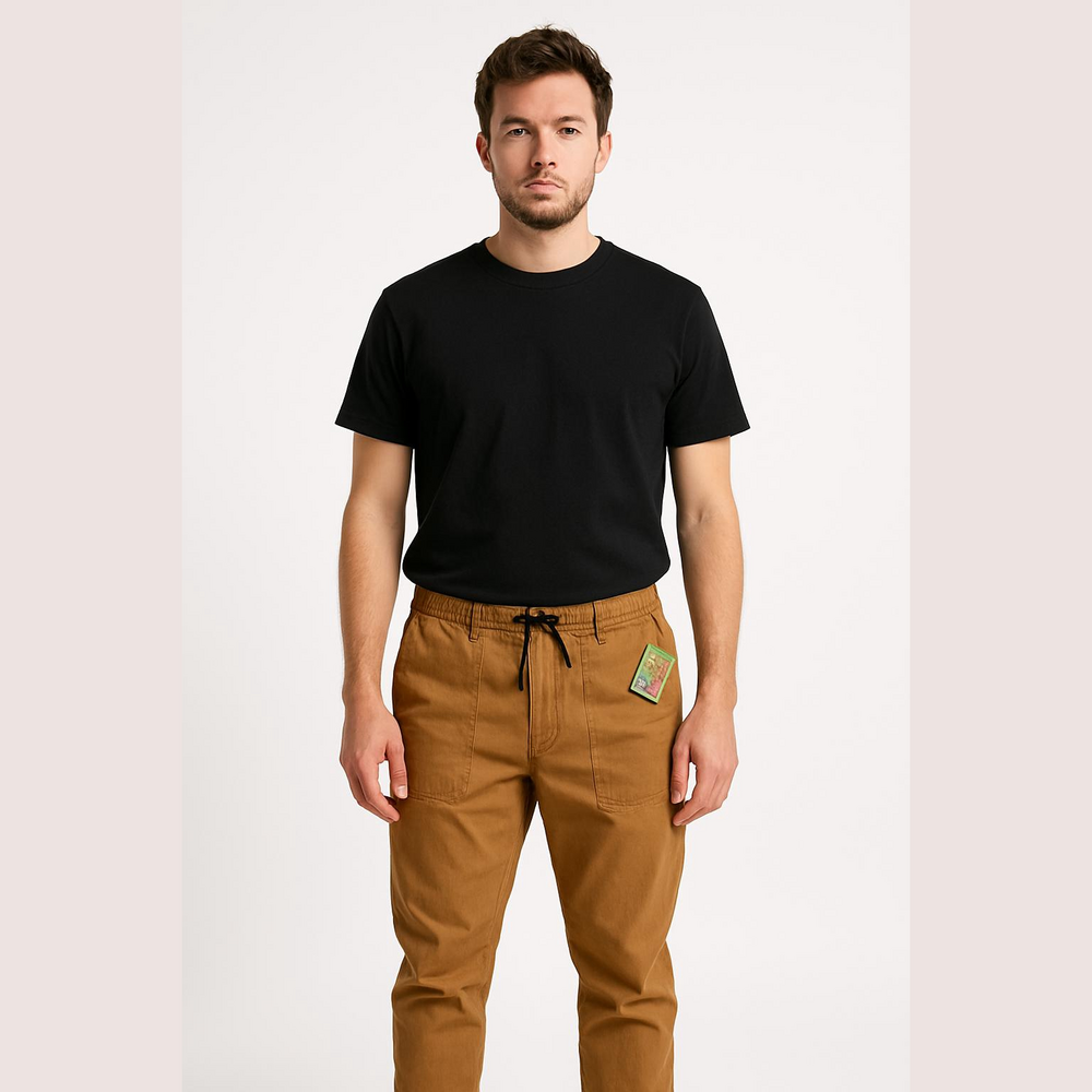 Houston White Joggers Elastic Waistband Straight Leg